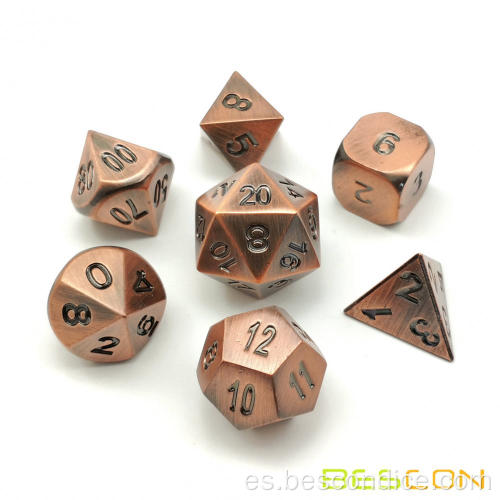 Bescon Set de dados de metal sólido de bronce de Bescon, juego de dados de juego RPG poliédrico de RPG antiguo Metálico.